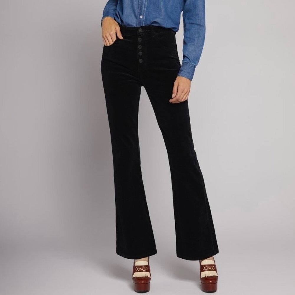 Current Elliott Womens Side Street Velvet Flare Pant Jeans Black size 32